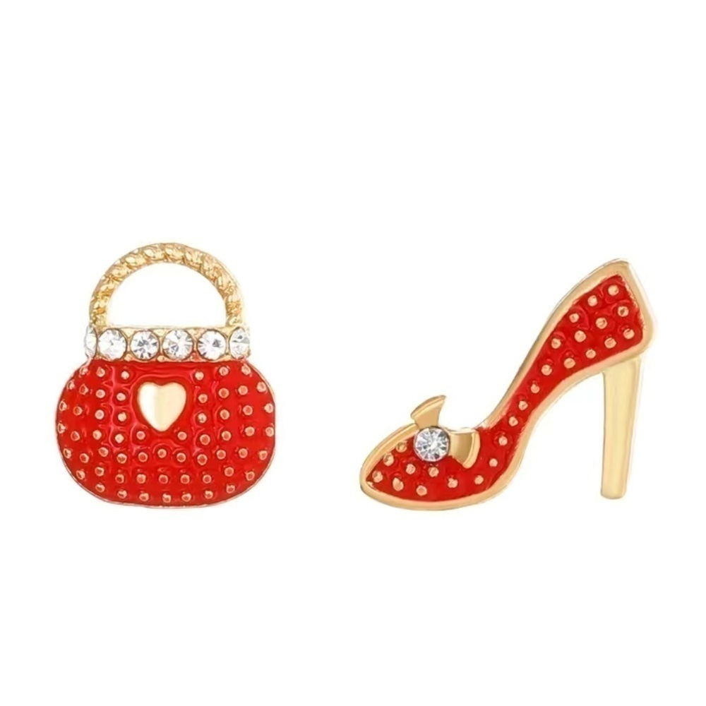 3/$25 Shoe and Bag Earrings Red and Gold Tone